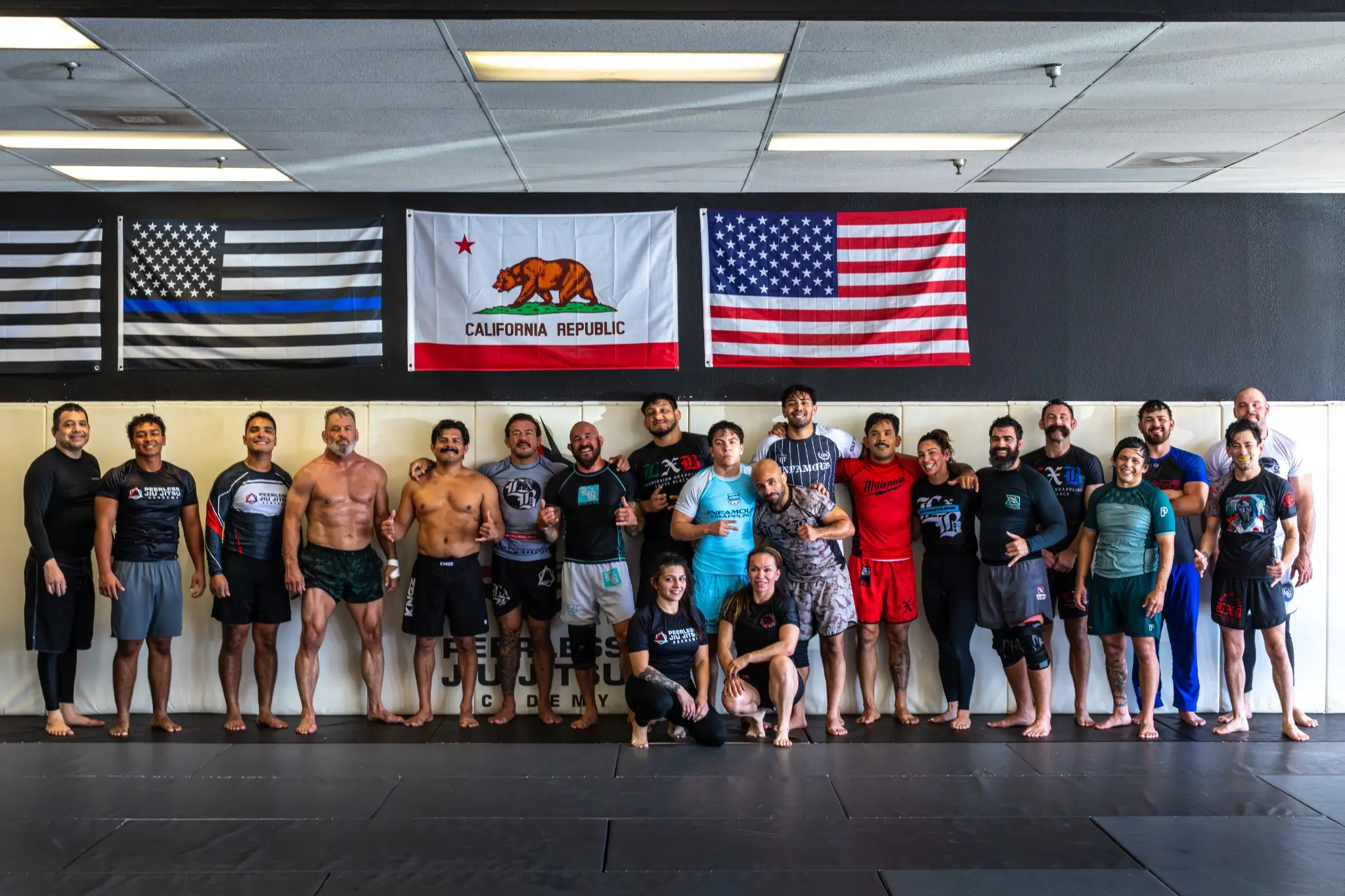 The Peerless Jiu Jitsu Academy team together in Corona, CA