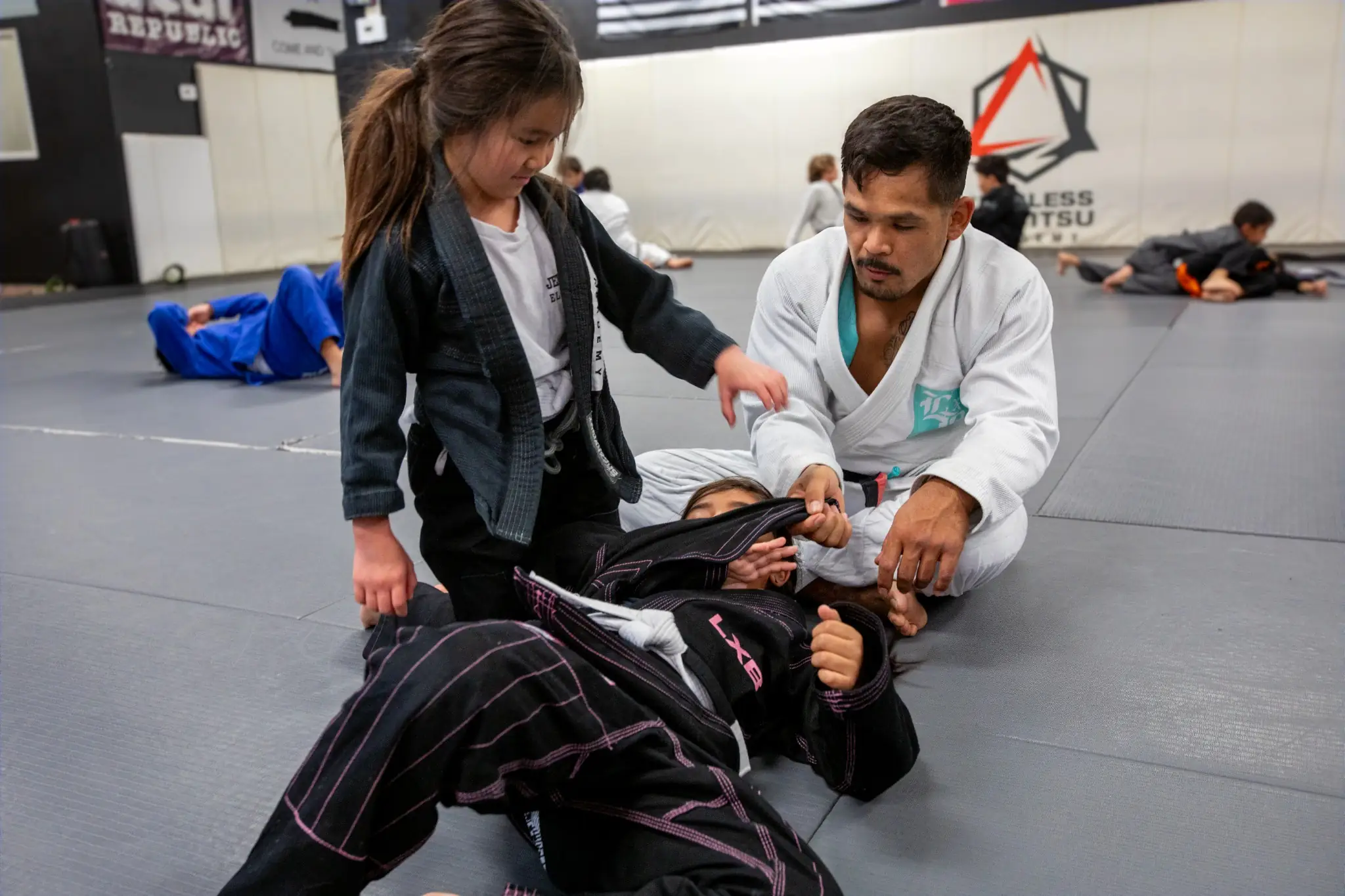 Kids Jiu Jitsu class building confidence at Peerless in Corona